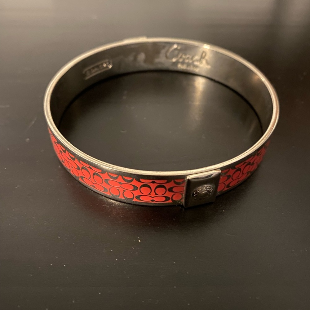 Coach Bangle Bracelet - EUC red/pink/coral